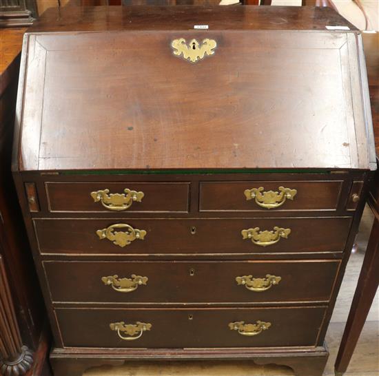 A red walnut bureau, W.81cm